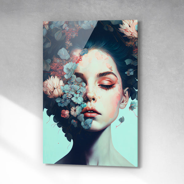 Vrouw met bloemenkunst
