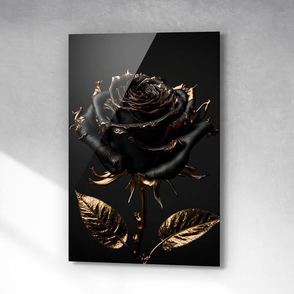 Zwarte roos in gouden gloed
